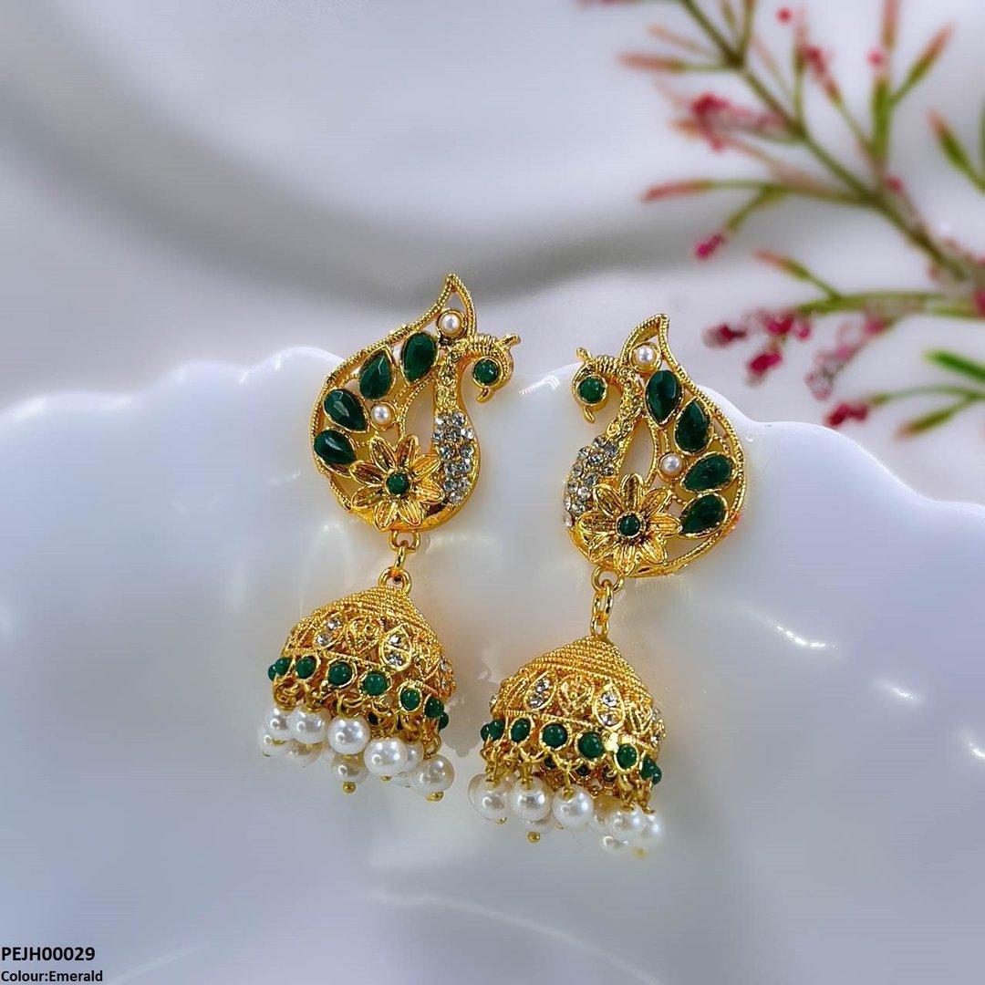 PEJH00029 MZM Peacock Jhumki Drop - PEJH