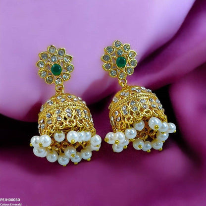 PEJH00030 MZM Flower Jhumki Drop - PEJH