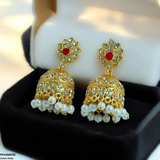 PEJH00030 MZM Flower Jhumki Drop - PEJH