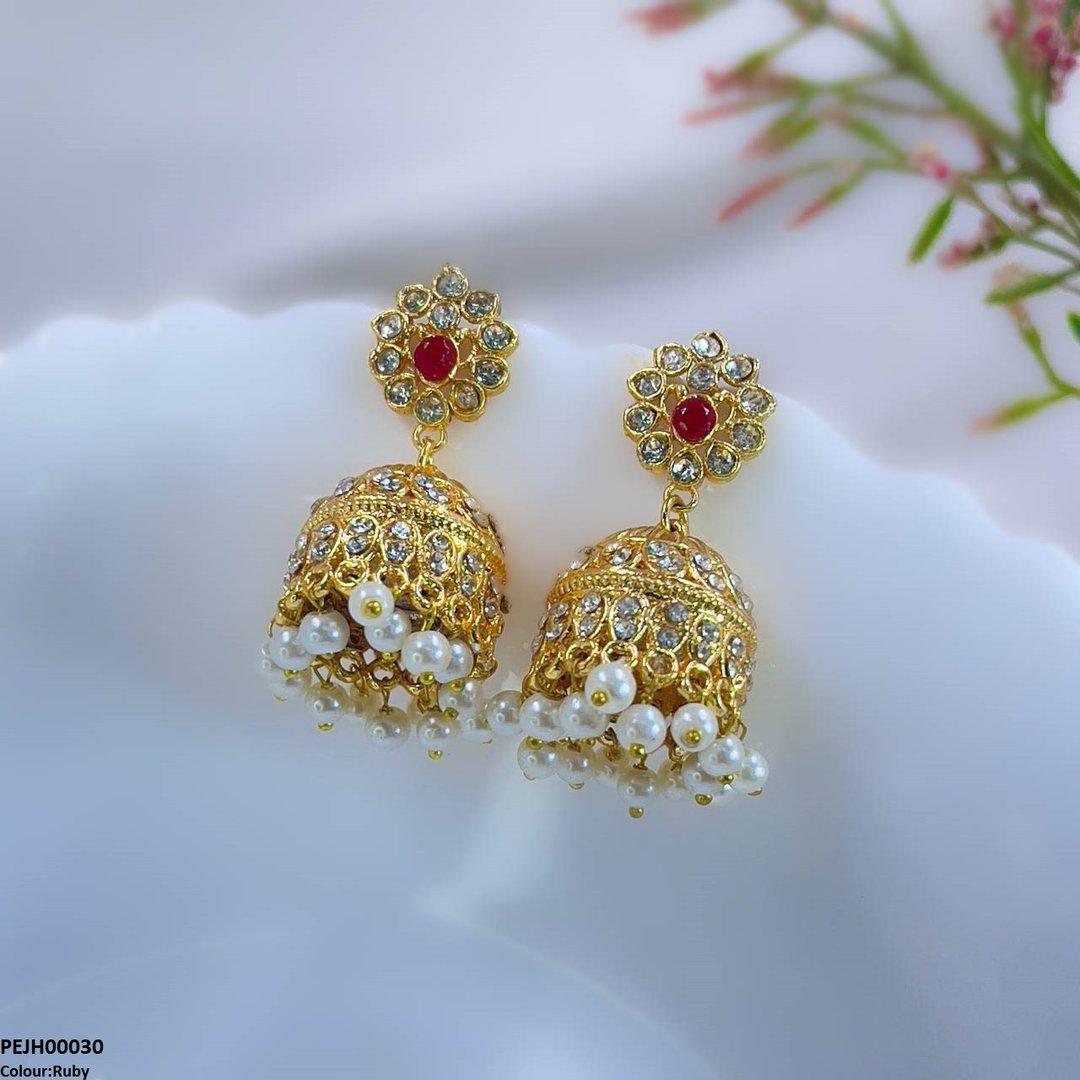 PEJH00030 MZM Flower Jhumki Drop - PEJH