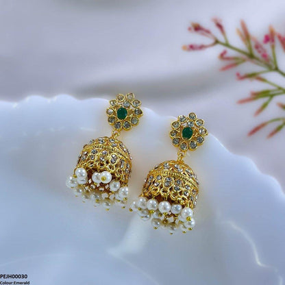 PEJH00030 MZM Flower Jhumki Drop - PEJH