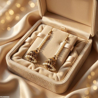 PEJH00066 ABD Antique Bell Peral Drop Jhumki - PEJH