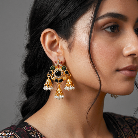 PEJH00067 FRN Tear Flower Pearl Drop Jhumki - PEJH