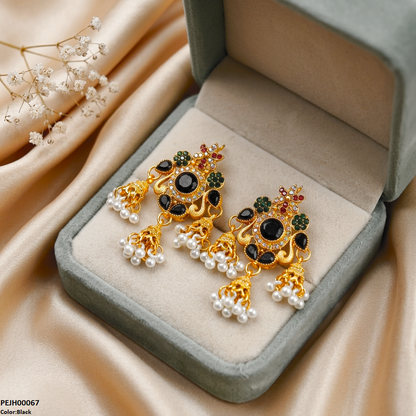 PEJH00067 FRN Tear Flower Pearl Drop Jhumki - PEJH