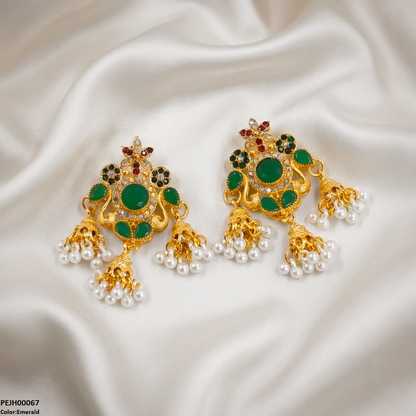 PEJH00067 FRN Tear Flower Pearl Drop Jhumki - PEJH