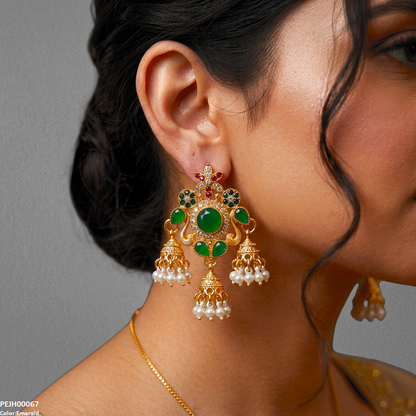 PEJH00067 FRN Tear Flower Pearl Drop Jhumki - PEJH