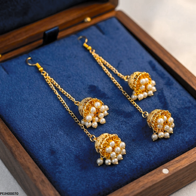 PEJH00070 ABD Double Jhumki Pearl Drop - PEJH