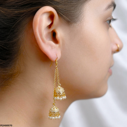 PEJH00070 ABD Double Jhumki Pearl Drop - PEJH