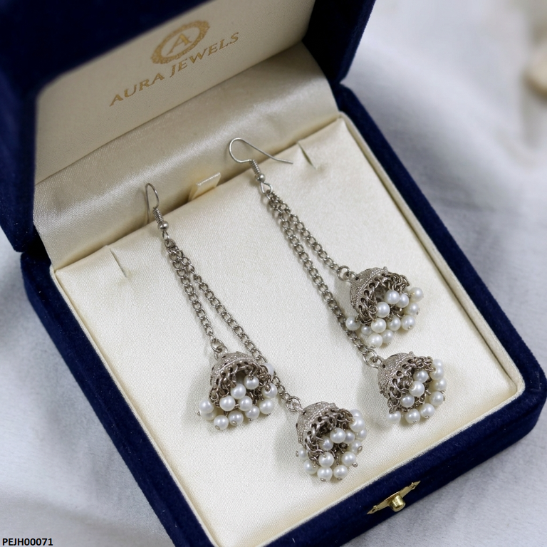 PEJH00071 ABD Double Jhumki Pearl Drop - PEJH