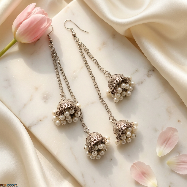 PEJH00071 ABD Double Jhumki Pearl Drop - PEJH