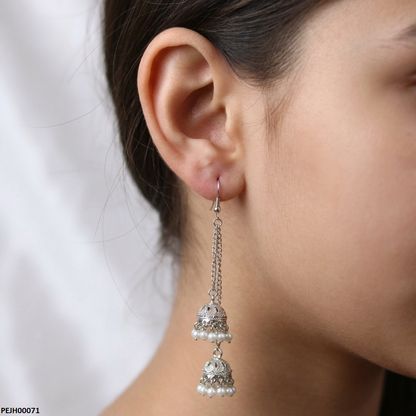PEJH00071 ABD Double Jhumki Pearl Drop - PEJH