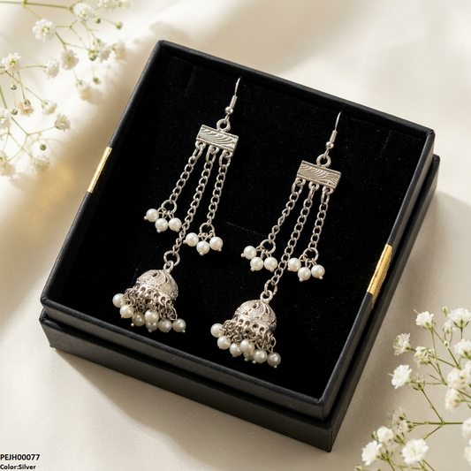 PEJH00077 ABD Layered Pearl Drop Jhumki - PEJH