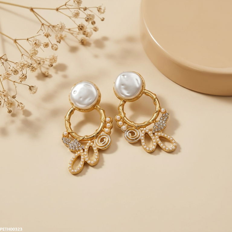 PETH00323 MZM Round Pearl Tops Pair - PETH