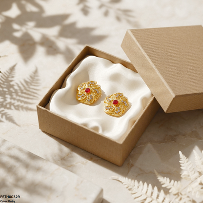 PETH00329 FRN Round Flower Tops Pair - PETH