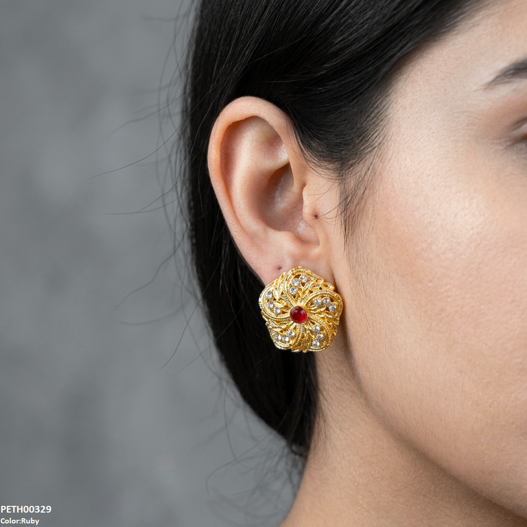 PETH00329 FRN Round Flower Tops Pair - PETH