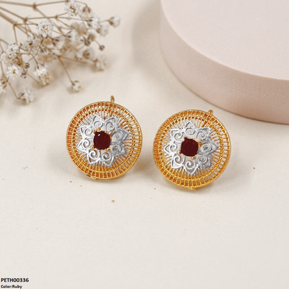 PETH00336 FRN Round Flower Tops Pair - PETH