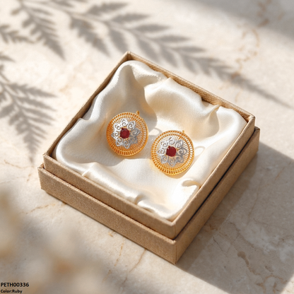PETH00336 FRN Round Flower Tops Pair - PETH