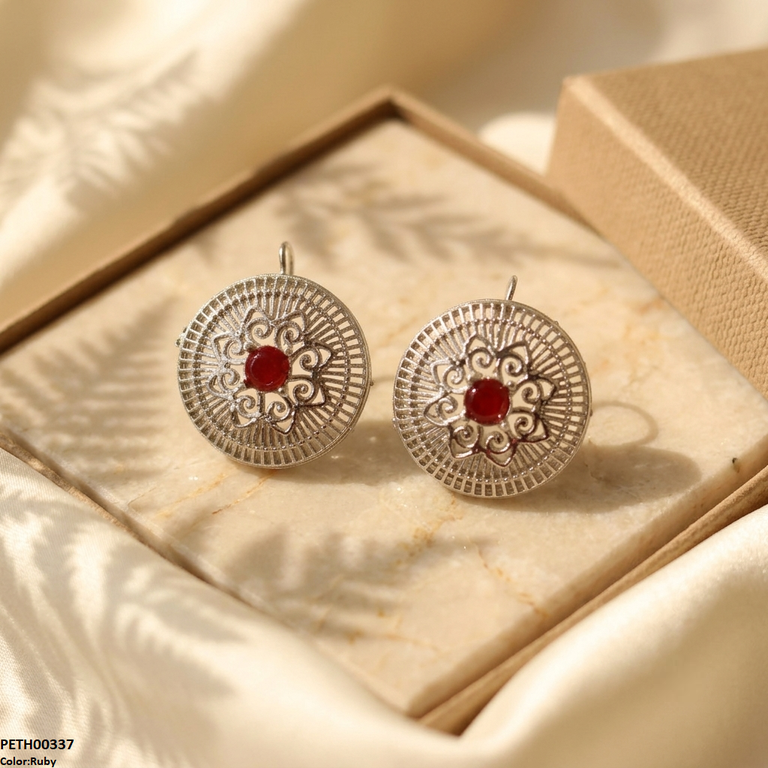 PETH00337 FRN Round Flower Tops Pair - PETH