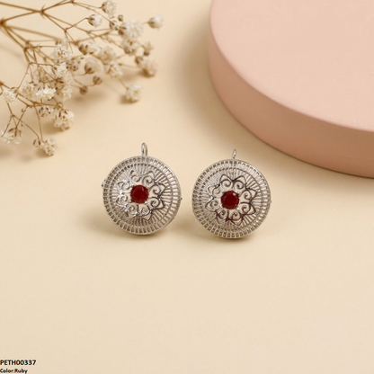 PETH00337 FRN Round Flower Tops Pair - PETH
