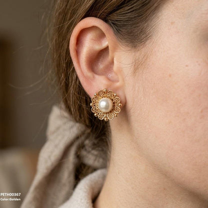 PETH00367  ABD Round Pearl Stone Tops Pair - PETH