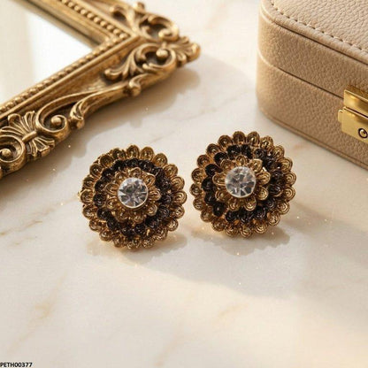 PETH00377 ABD Round Flower Antique Tops Pair - PETH