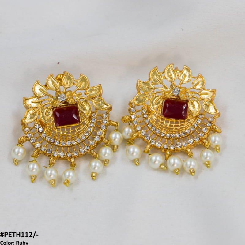 PETH112 FRN Leaf Stud Tops Pair