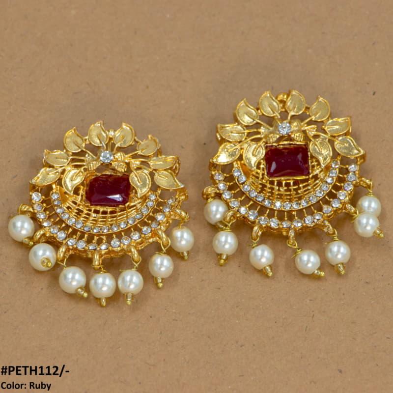 PETH112 FRN Leaf Stud Tops Pair