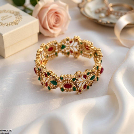 PBRH00262 MZM Oval/Tear Flower Adjustable Bangle - PBRH