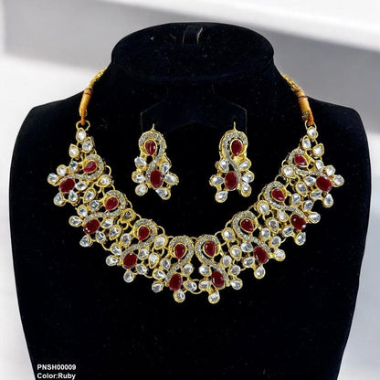 PNSH00009 FRN Oval Tear Necklace Set - PNSH