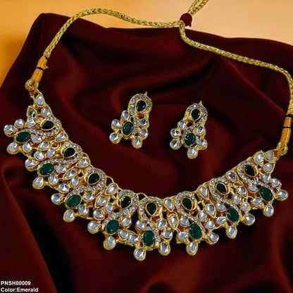 PNSH00009 FRN Oval Tear Necklace Set - PNSH