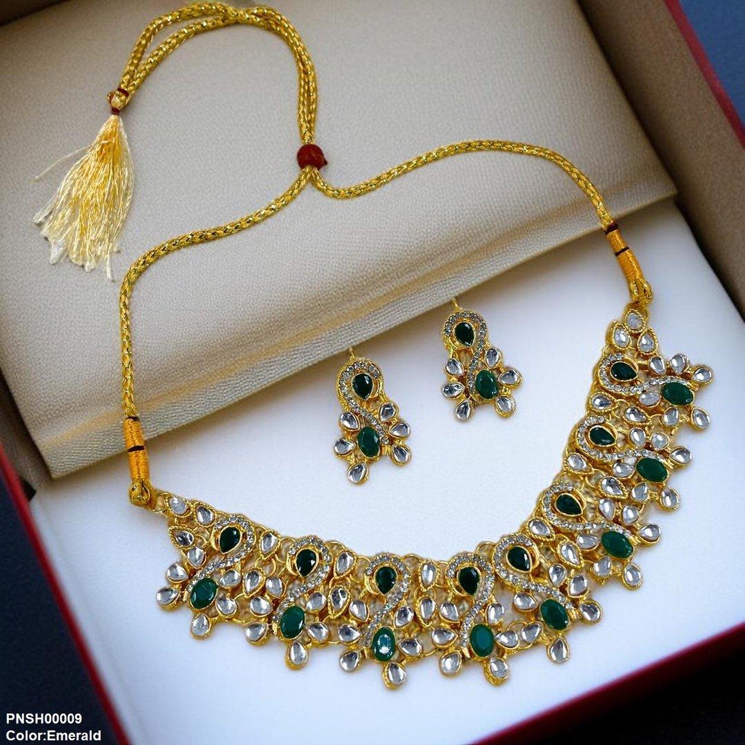 PNSH00009 FRN Oval Tear Necklace Set - PNSH