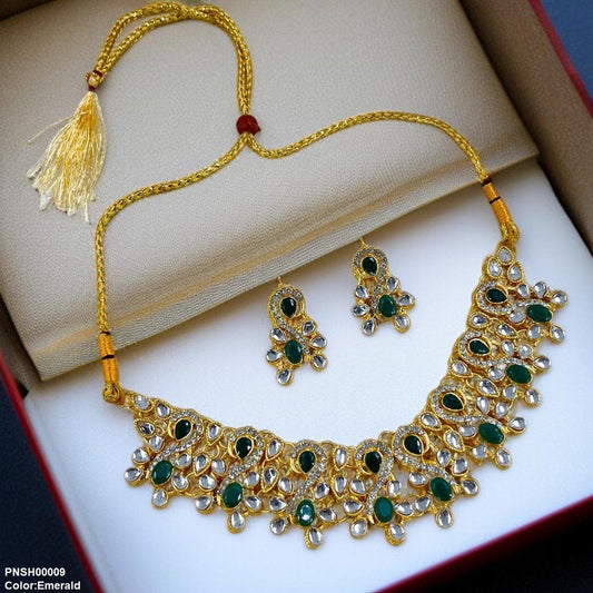 PNSH00009 FRN Oval Tear Necklace Set - PNSH