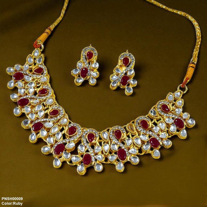 PNSH00009 FRN Oval Tear Necklace Set - PNSH