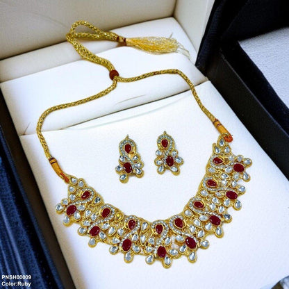 PNSH00009 FRN Oval Tear Necklace Set - PNSH