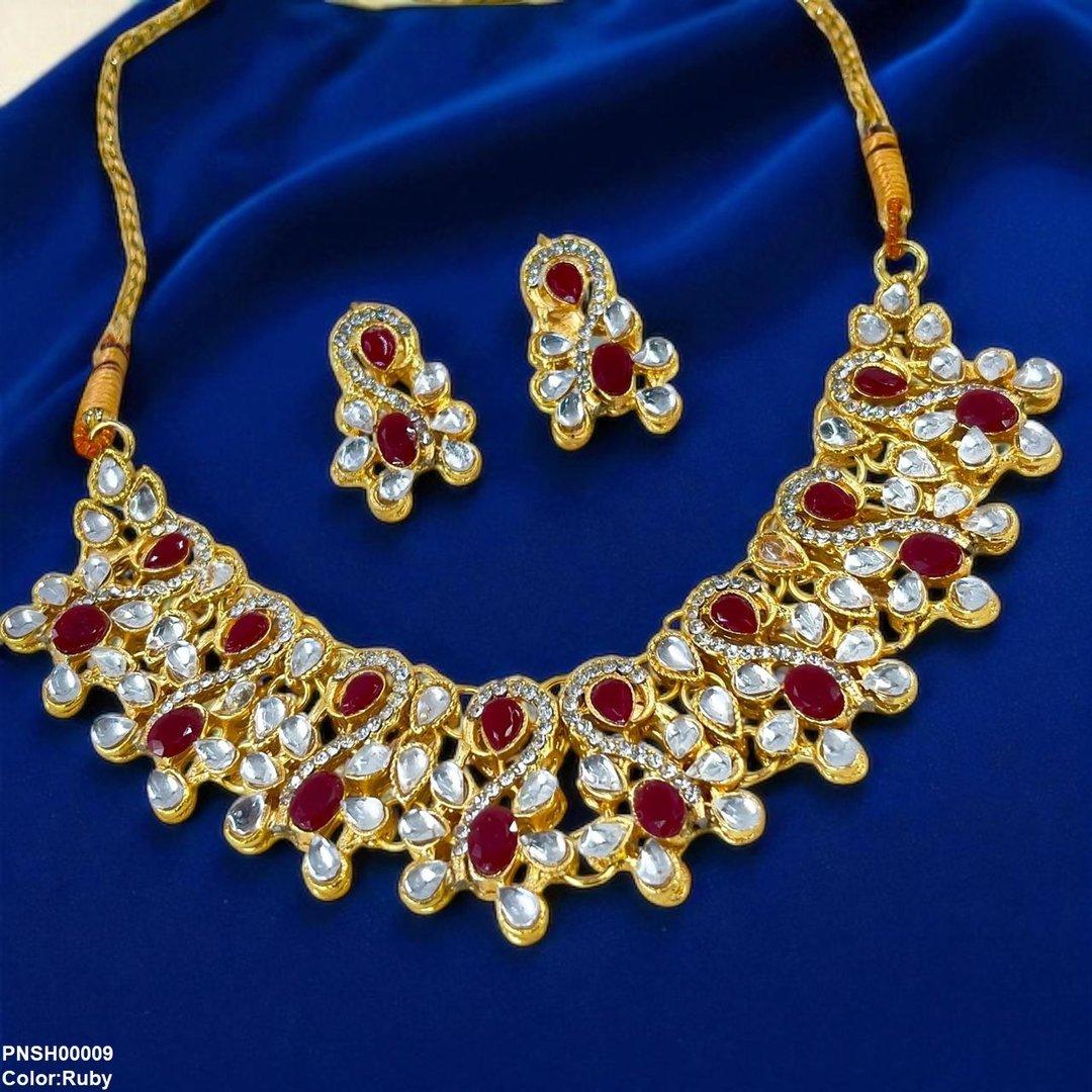 PNSH00009 FRN Oval Tear Necklace Set - PNSH