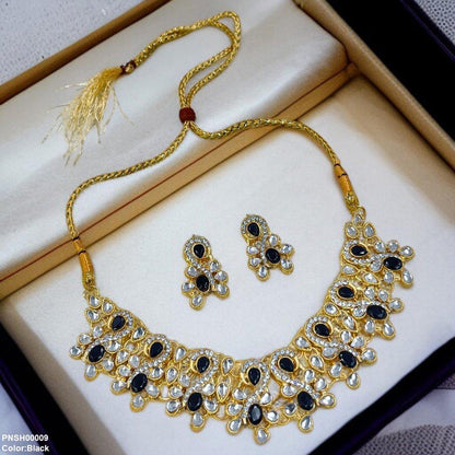 PNSH00009 FRN Oval Tear Necklace Set - PNSH