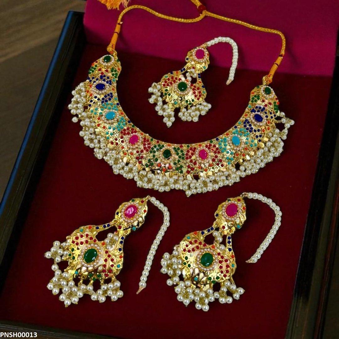 PNSH00013 SDQ Oval Multi  Necklace Set - PNSH