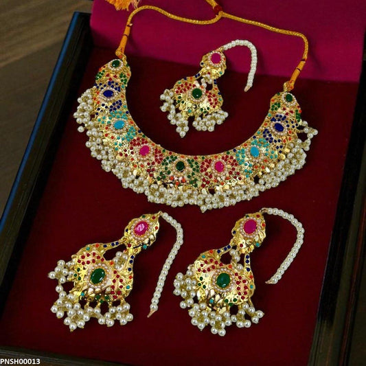 PNSH00013 SDQ Oval Multi  Necklace Set - PNSH