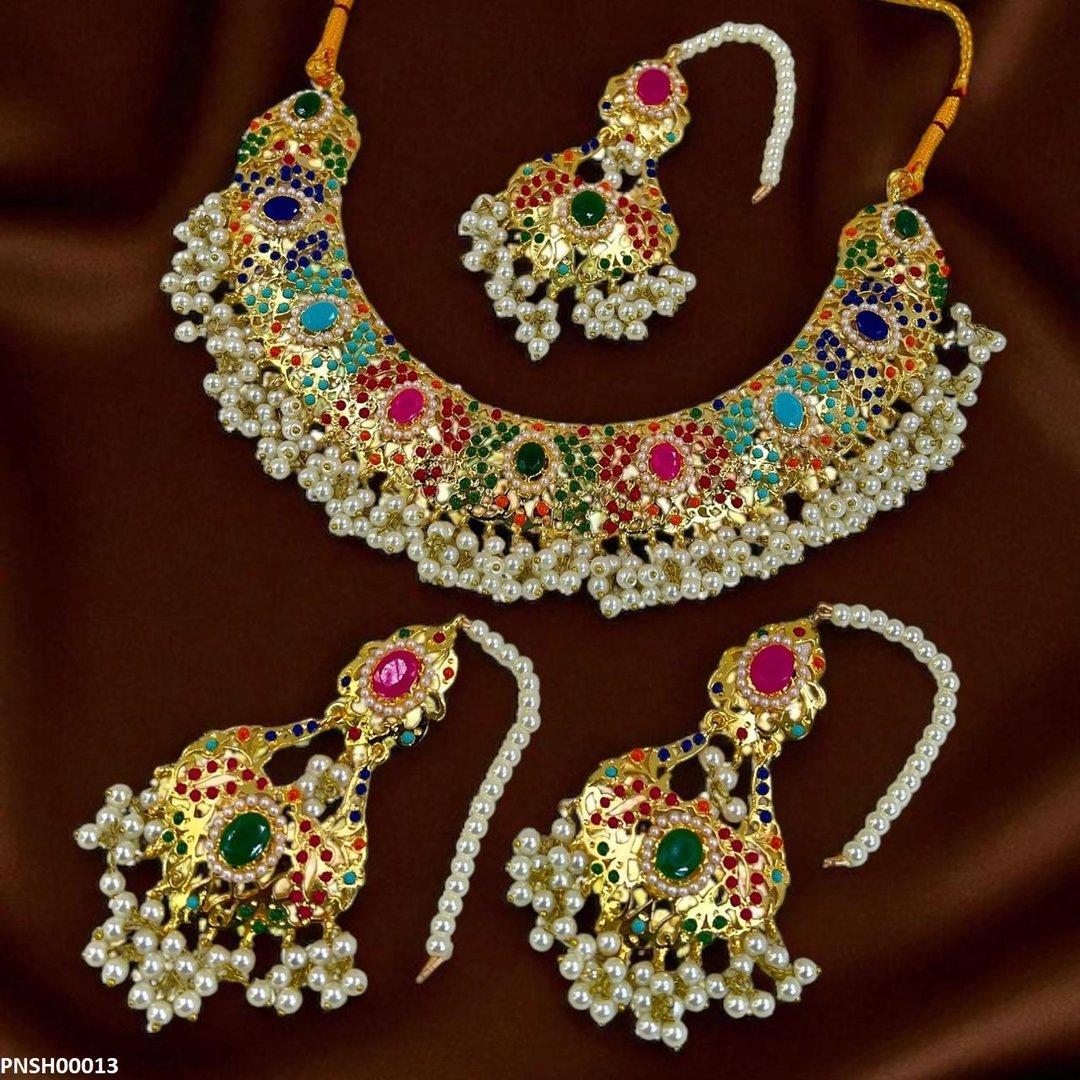 PNSH00013 SDQ Oval Multi  Necklace Set - PNSH