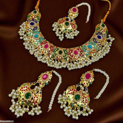 PNSH00013 SDQ Oval Multi  Necklace Set - PNSH