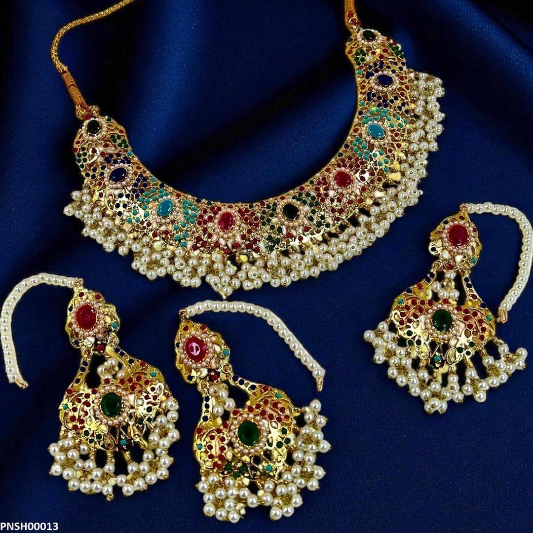 PNSH00013 SDQ Oval Multi  Necklace Set - PNSH