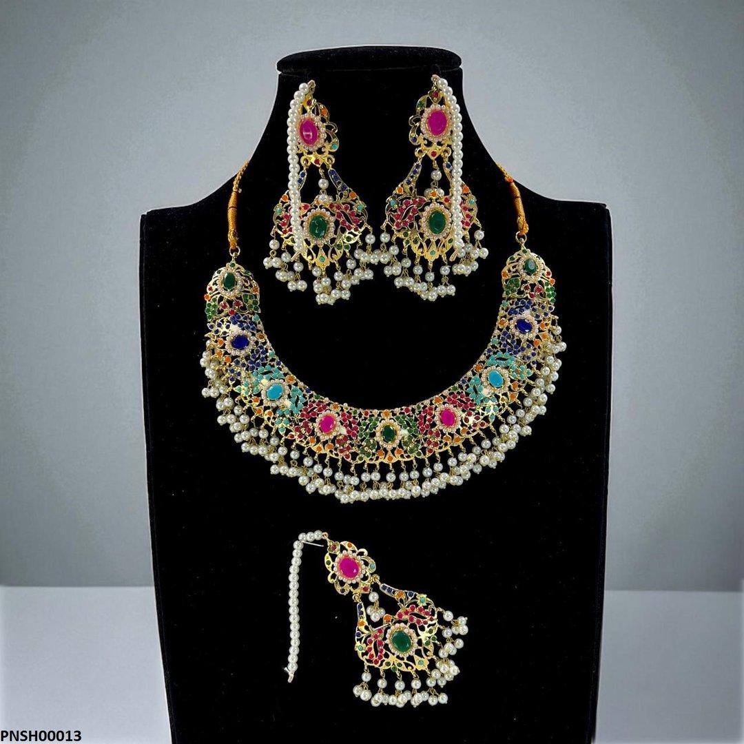 PNSH00013 SDQ Oval Multi  Necklace Set - PNSH