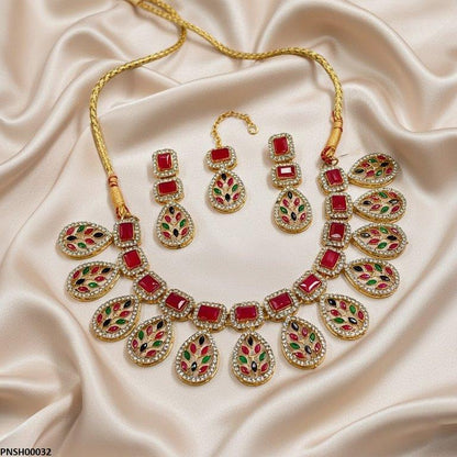 PNSH00032 FRN Marquise/Tear Drop Necklace Set - PNSH