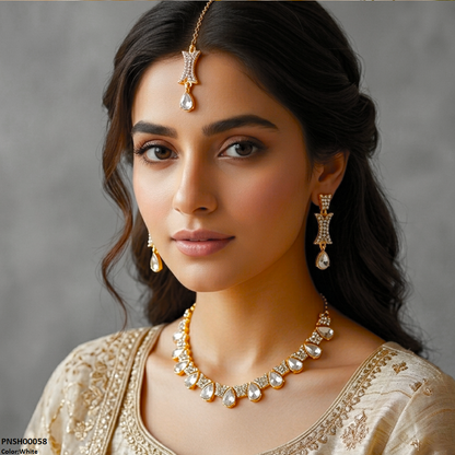 PNSH00058 FRN Tear Stone Necklace Set - PNSH