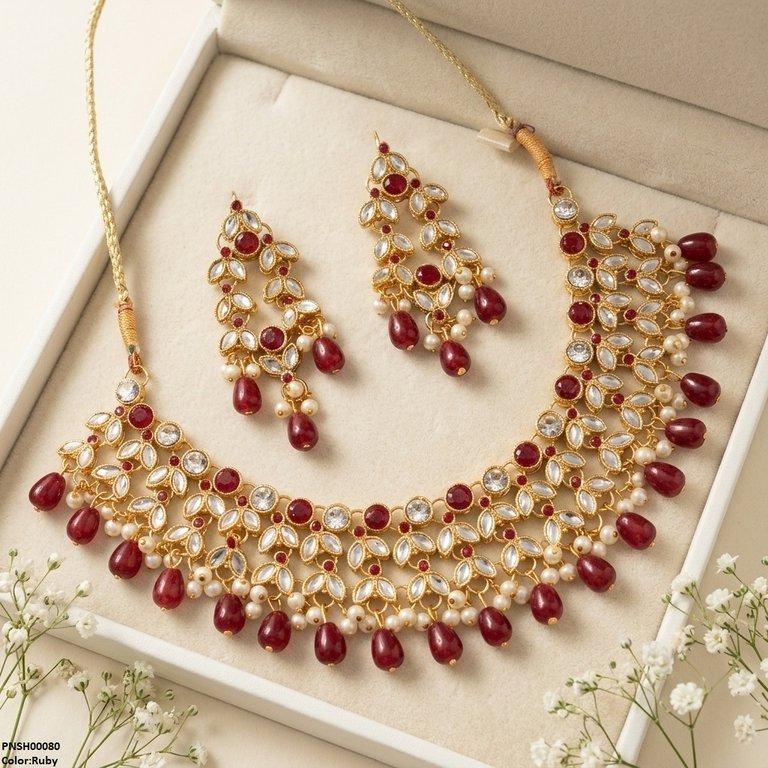 PNSH00080 FRN Tear Pearl Drop Necklace Set - PNSH