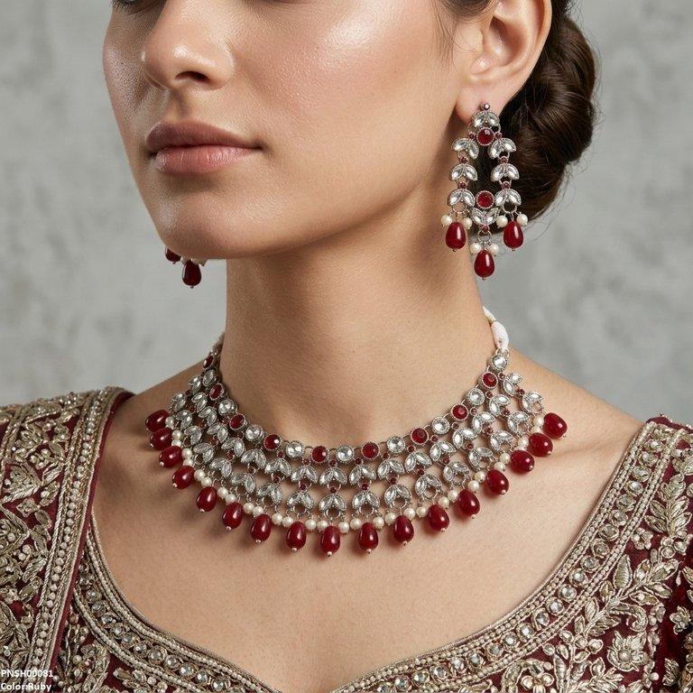 PNSH00081 FRN Tear Pearl Drop Necklace Set - PNSH