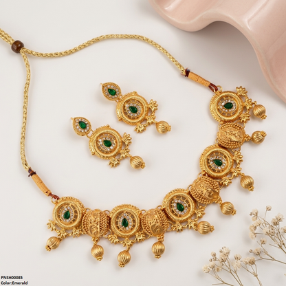 PNSH00085 FRN Round Tear/Ball Drop Necklace Set - PNSH