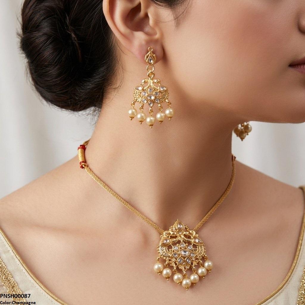 PNSH00087 SDQ Tear Pear Drop Necklace Set - PNSH