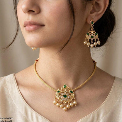 PNSH00087 SDQ Tear Pear Drop Necklace Set - PNSH