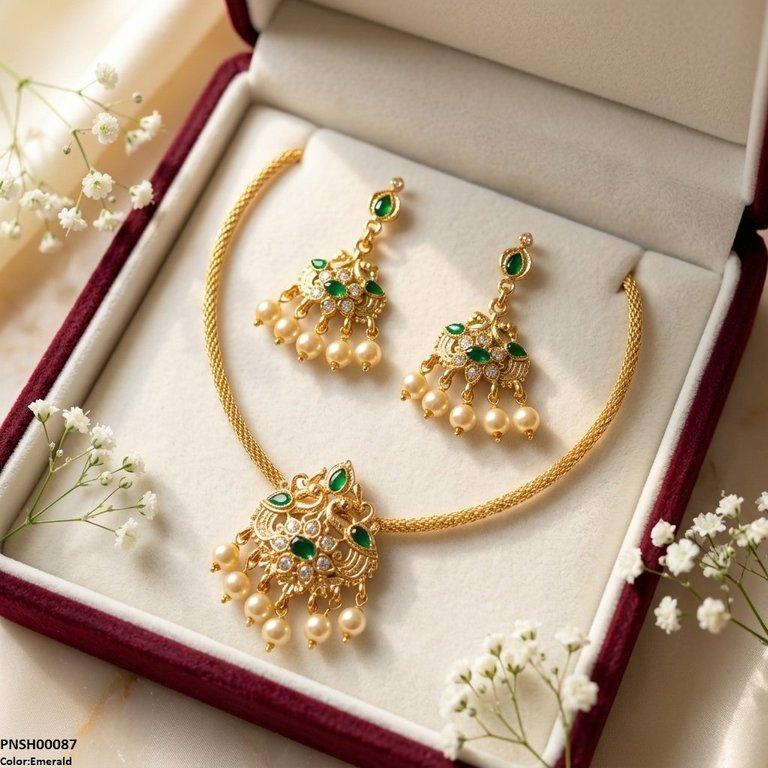 PNSH00087 SDQ Tear Pear Drop Necklace Set - PNSH